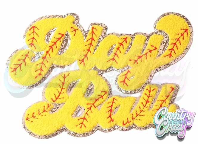 Chenille Iron-On Patches - Play Ball - Softball